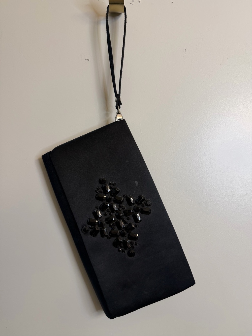 Black Embellished Wristlet Clutch - Women